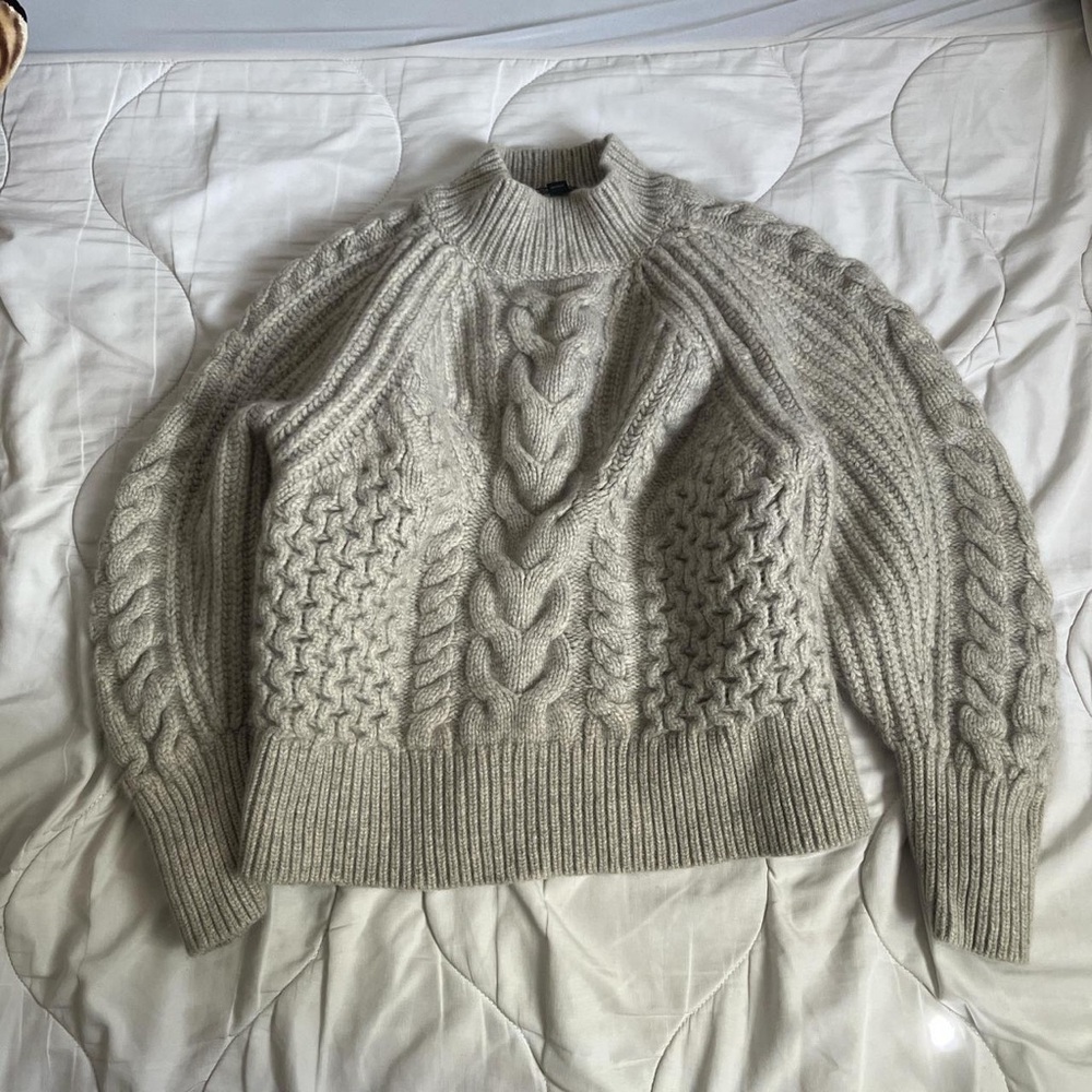 Cozy Gray Cable Knit Sweater